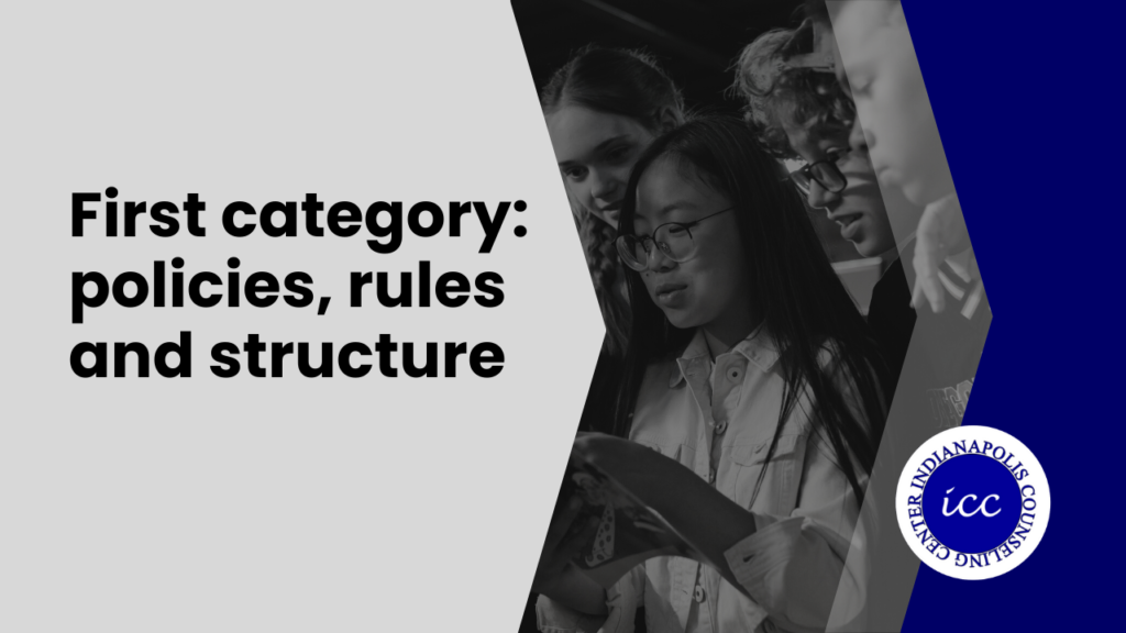 First category: policies, rules and structure